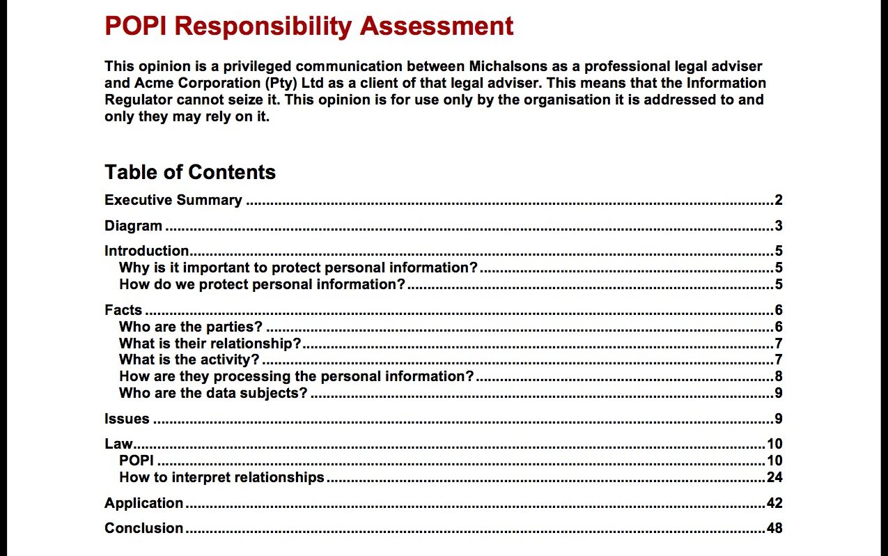 Data Protection Responsibility Assessment
