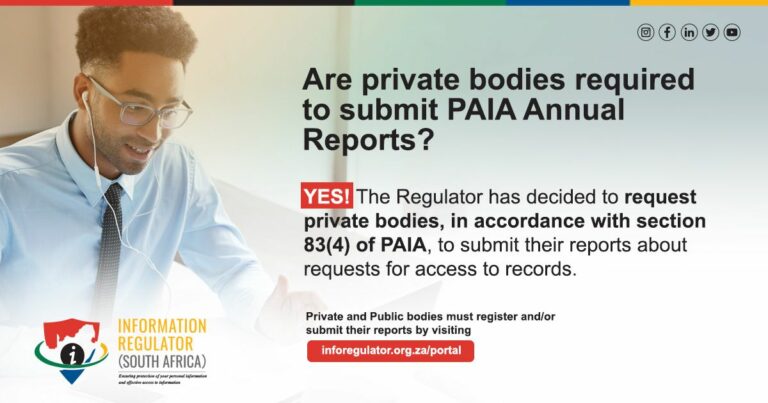 PAIA section 83(4) report for private bodies | PAIA report, PAIA compliance assessments by information regulator